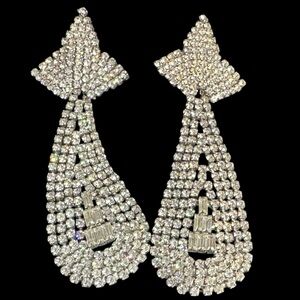 Vintage Rhinestone Chandelier Dangle Earrings